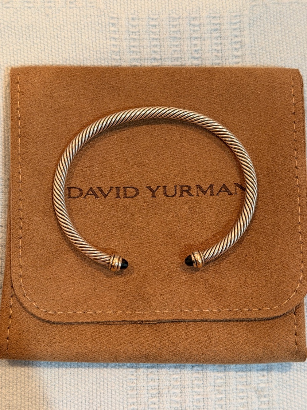 David Yurman Authentic Classic Cable Bracelet | 4mm | Medium | 18k Gold | Onyx - Picture 5 of 10